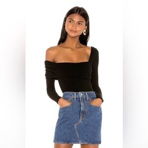 Revolve Black Ribbed Off-Shoulder Top
